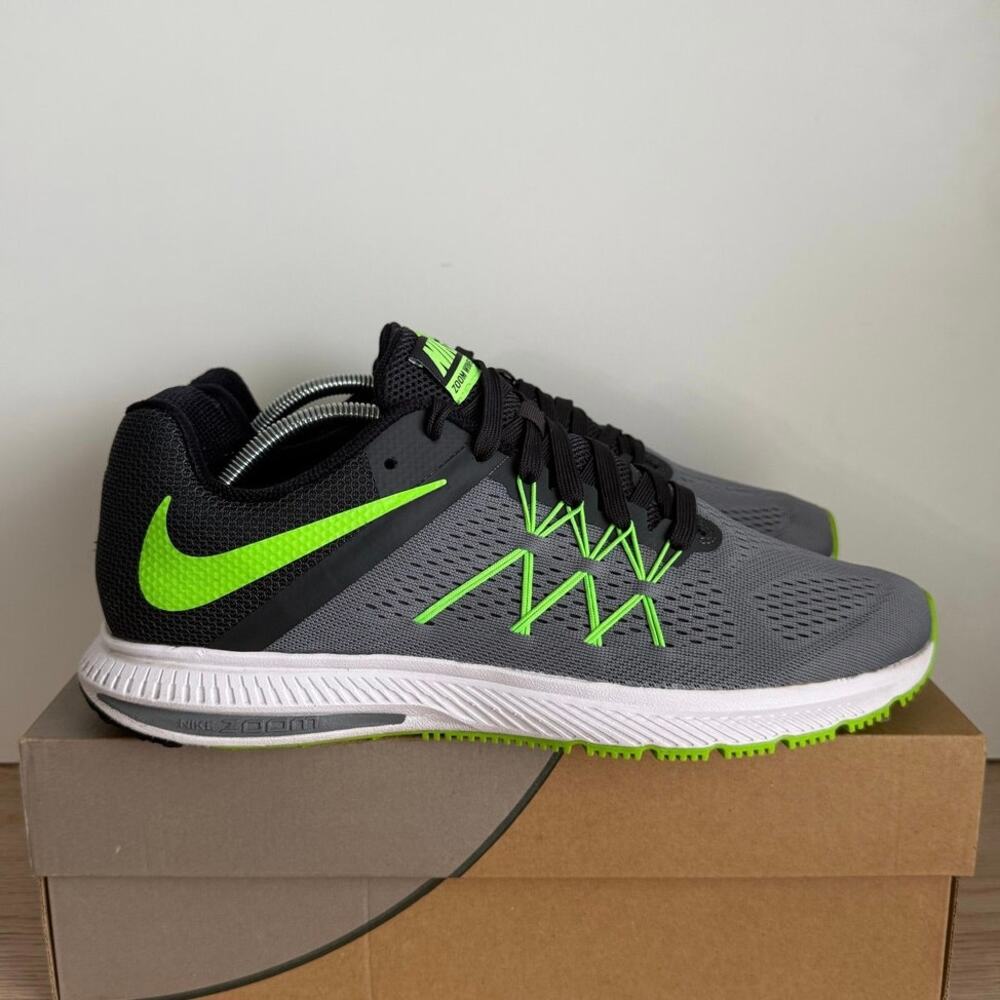 Nike Zoom Winflo 3 Sneaker Grey/Green Men Running Sneakers - SZ 11.5 - Picture 2 of 11